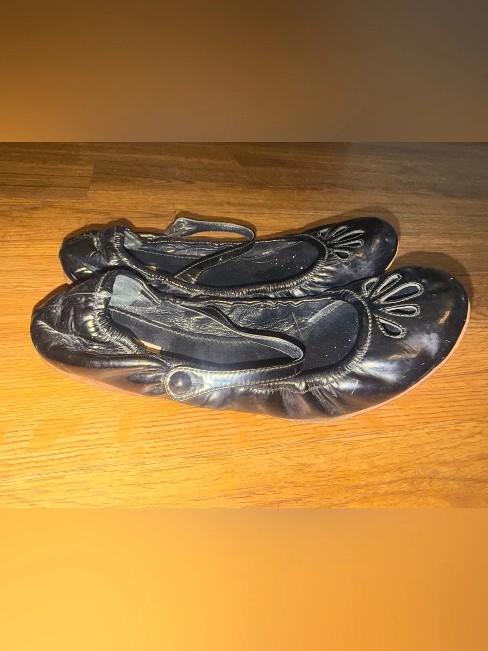 Miu Miu Black Leather Mary Jane Ballet Flats sz 38